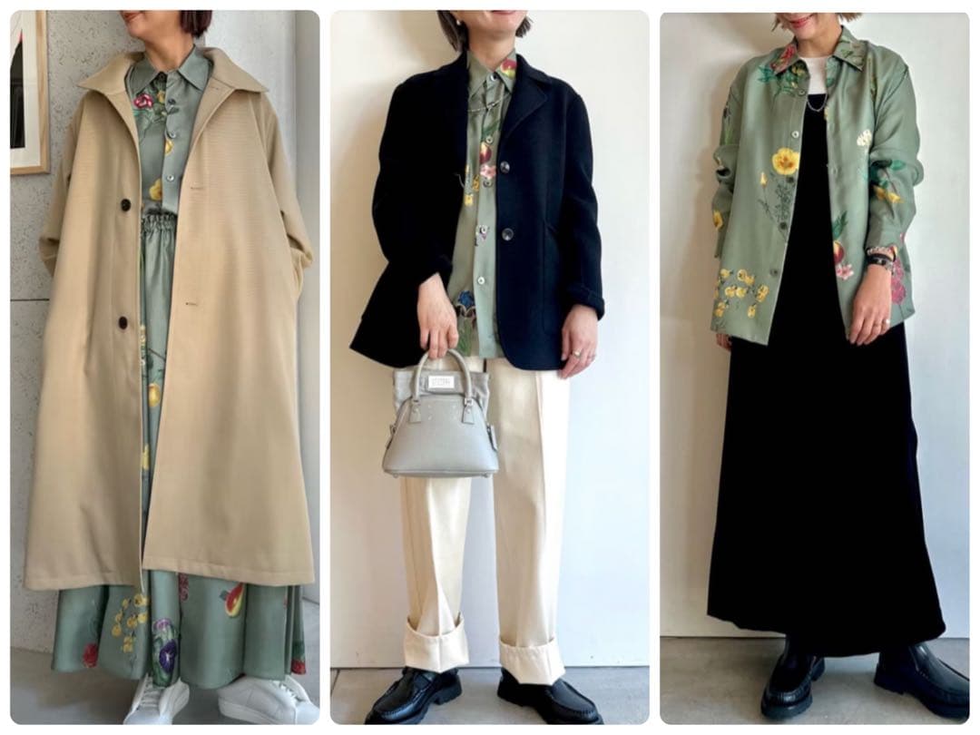 新品▲CABaNキャバン//BLOOMIN ART シルク100%ツイルシャツ