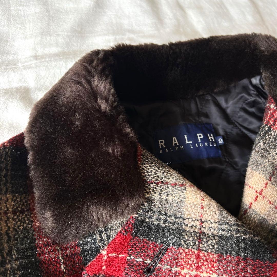 【極美品】RALPH LAUREN ウールコート チェック ダブル ベルト付き
