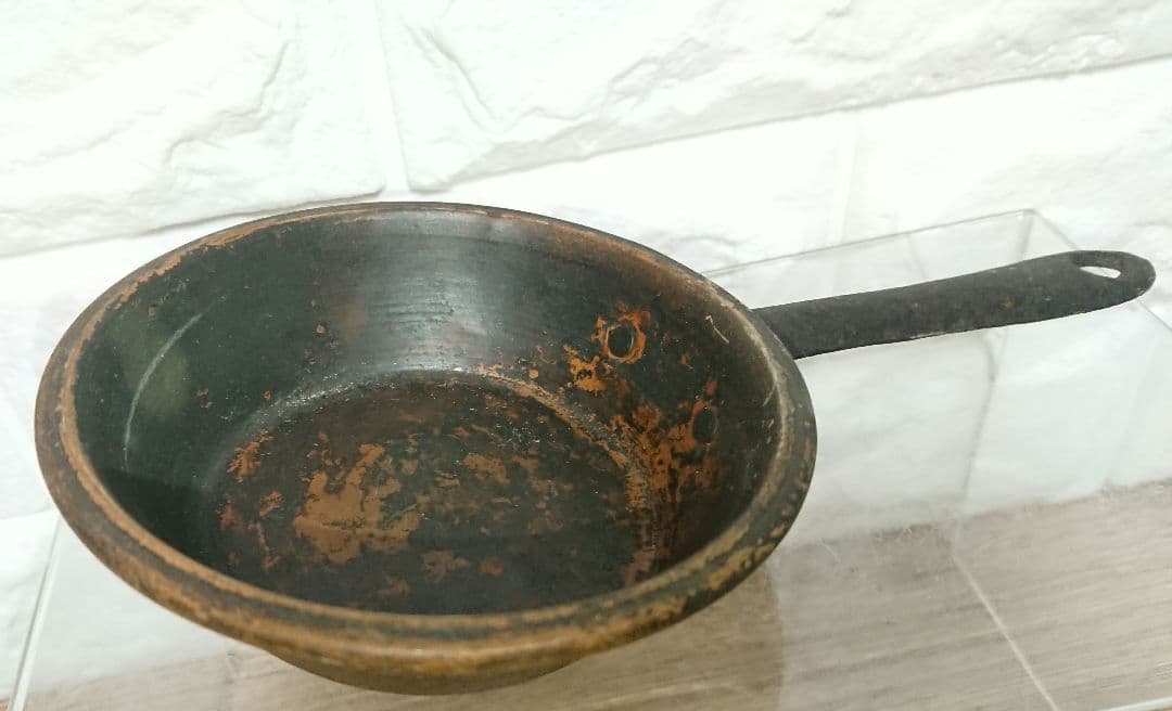 フランス製 西洋アンティーク 銅製 片手鍋 フライパン コッパー