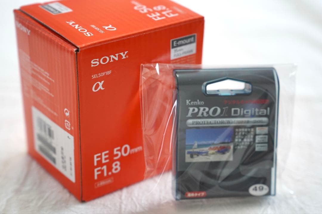 新品☆ 美品 SONY 単焦点レンズ FE 50mmF1.8 保護フィルター付属