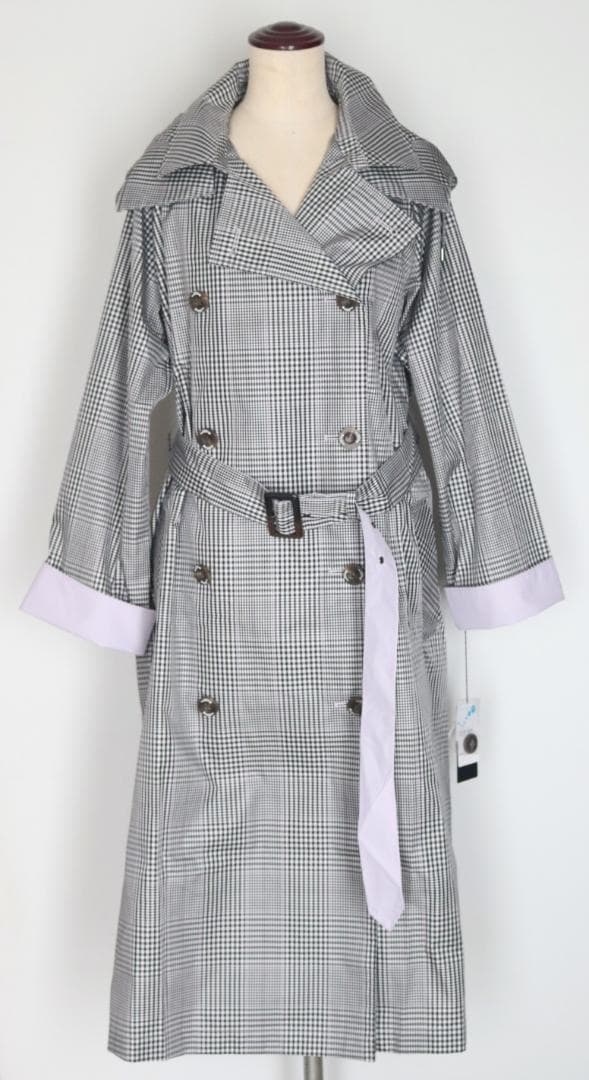 新品【アクアスキュータム】トレンチデザイン チェック柄 レインコート M-L