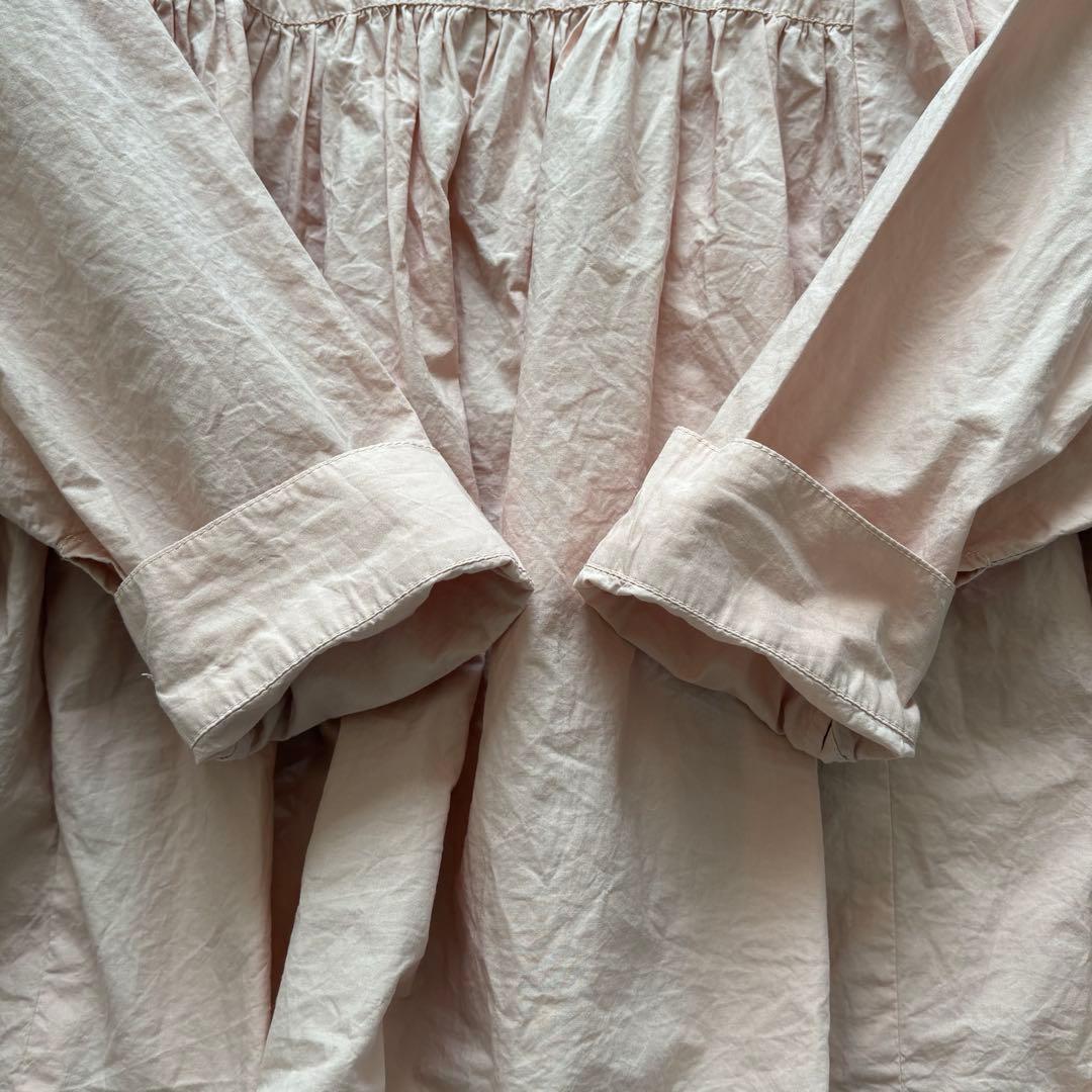 美品☆かぐれ☆コットンギャザー2WAYブラウス ピンク オーバーサイズ ペプラム