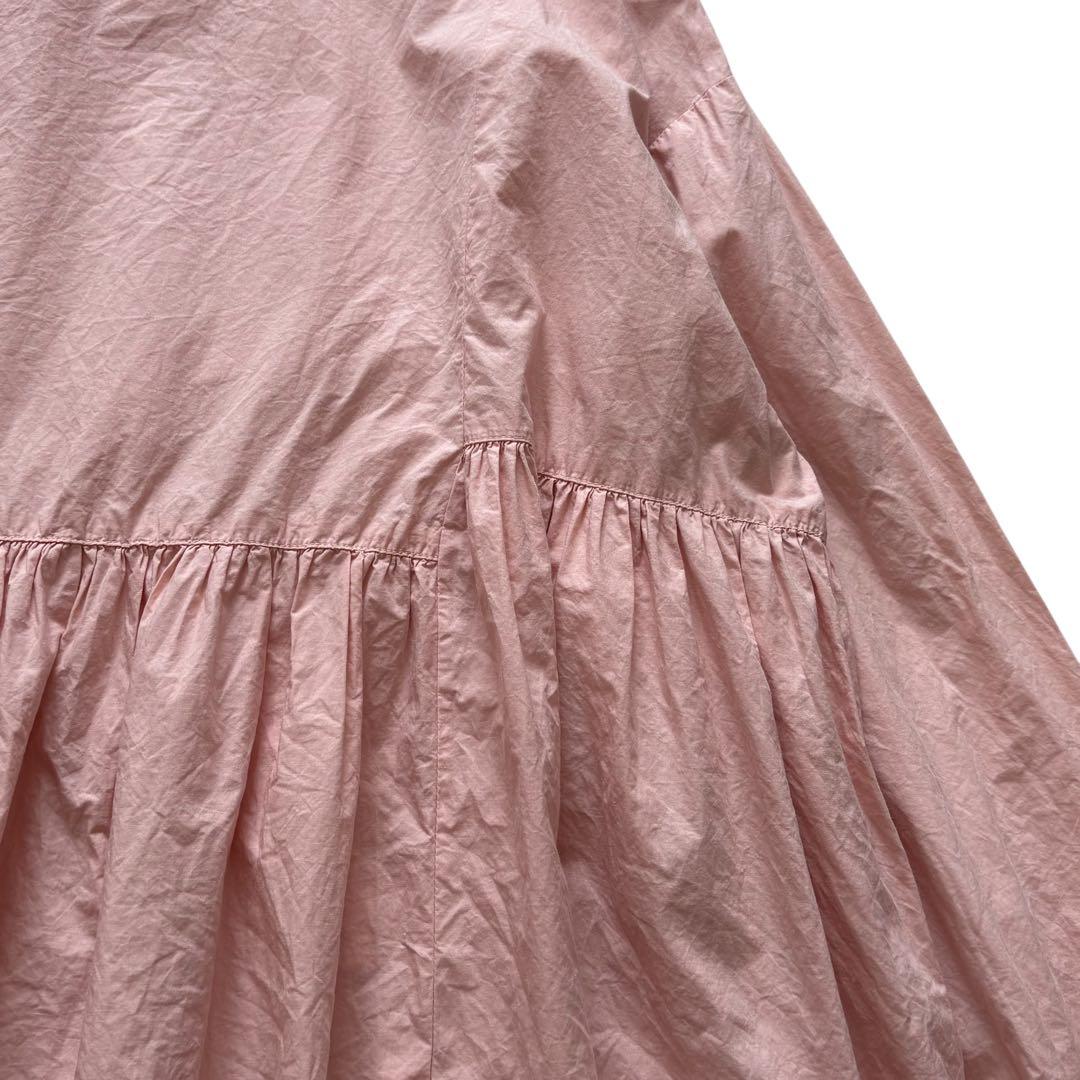 美品☆かぐれ☆コットンギャザー2WAYブラウス ピンク オーバーサイズ ペプラム