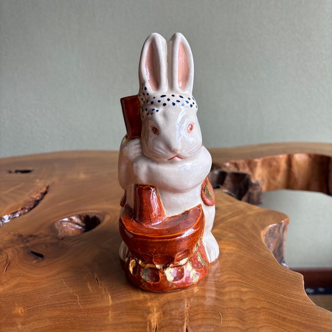 六兵衛窯 兎年 「擣兎」うさぎ 干支置物 清水焼 陶芸 たち吉 共箱