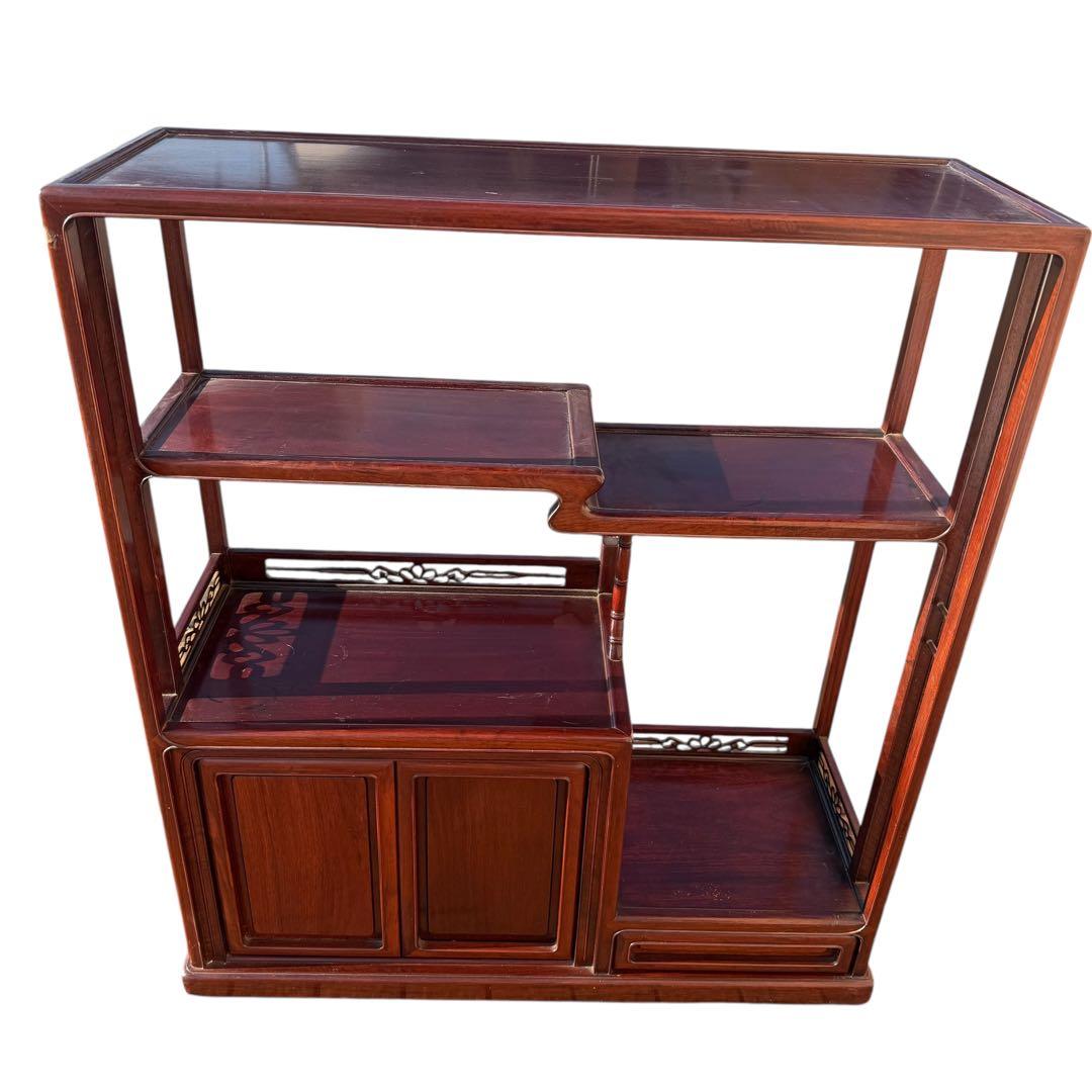 唐木家具 飾り棚 和モダン 違い棚 収納付き 昭和レトロ