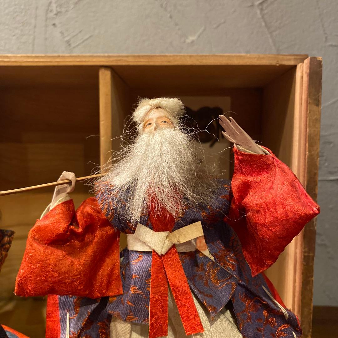 明治 大正 高砂人形 宝斎作 雛人形 老婆 共箱付き 骨董品 時代物
