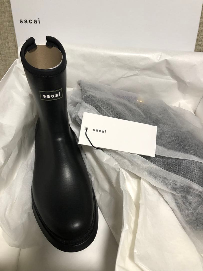 新品 sacai Sサイズ レシート有 ラバーブーツ 三越購入 レインブーツ
