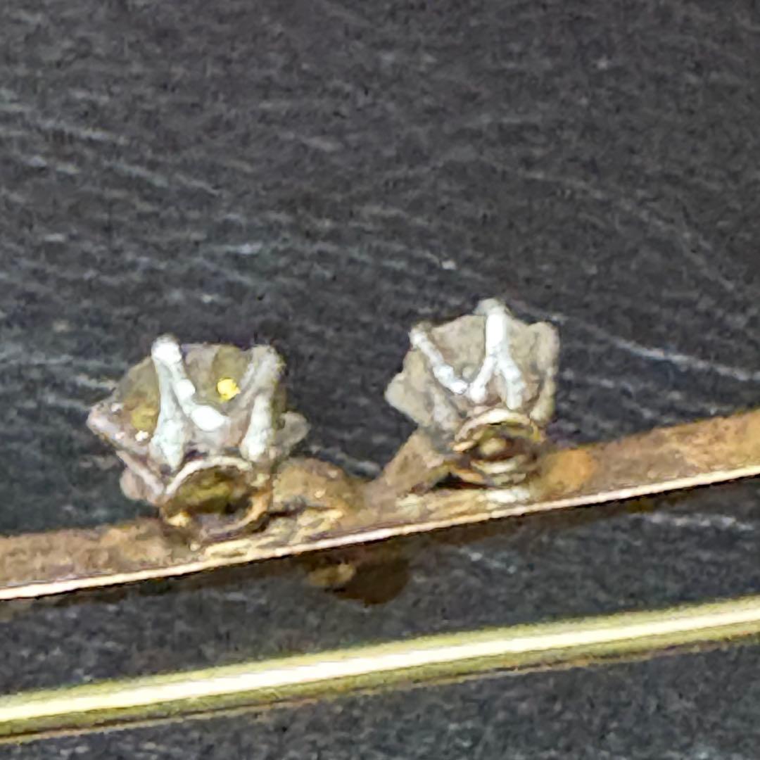 【最終】K18 750 ブローチ　メレダイヤ　シトリン