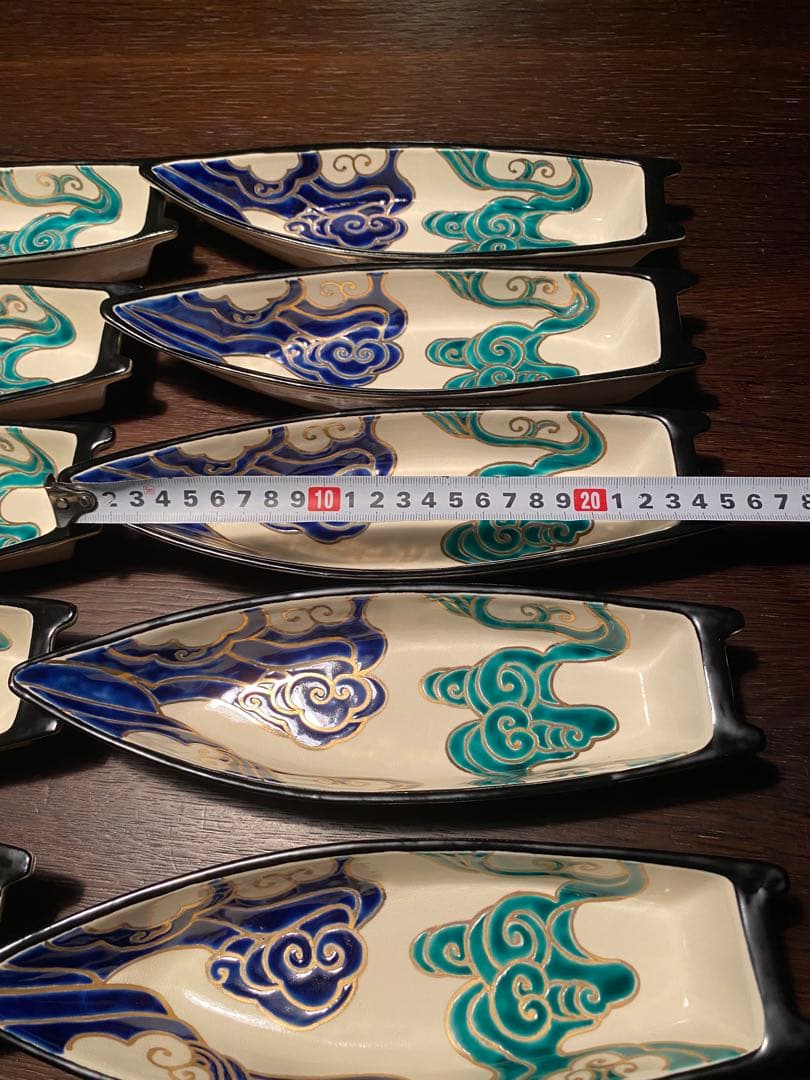 京焼向付　仁清流水舟形向付10客　新品未使用　京焼