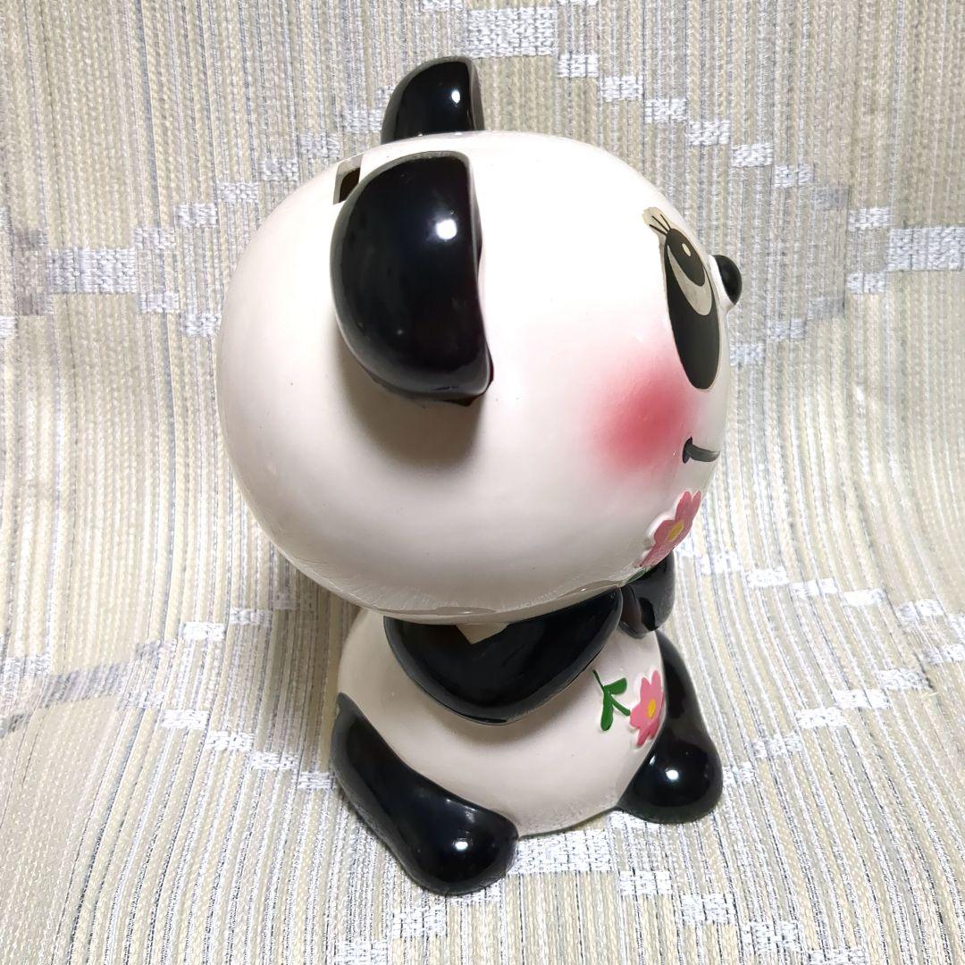 内藤ルネ　パンダ陶器貯金箱　昭和レトロ　お花パンダ