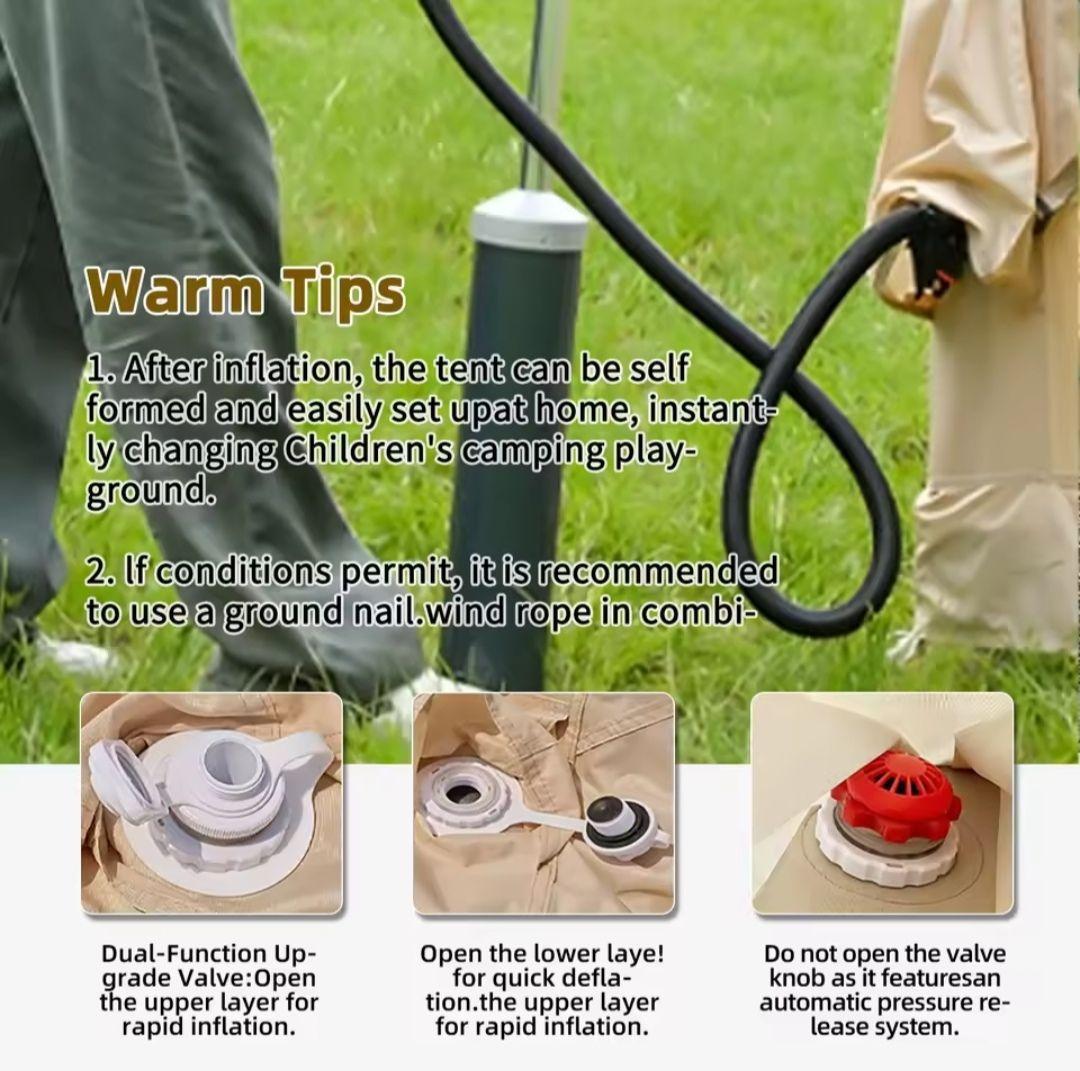 SENLEETOインフレータブルテント ポータブル自動エアーポンプ（充電式）付き