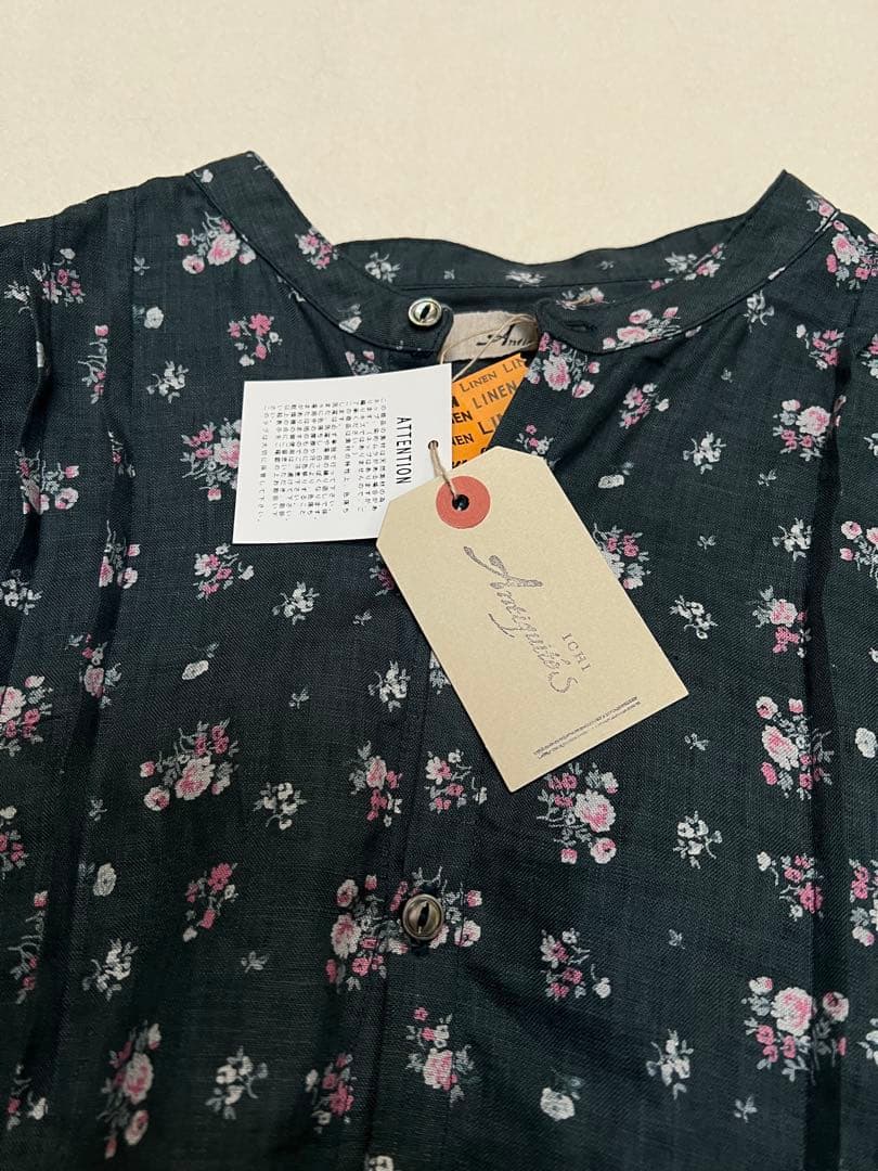 ◼︎新品　ICHI Antiquites リネンフローラルパターンピンタックシャツ