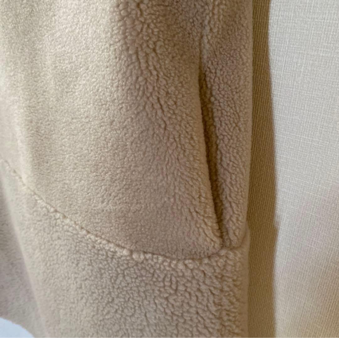 新品【Whim Gazette】ボアフードロングジレ　ライトベージュ！Fサイズ