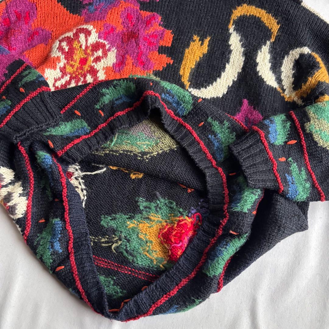 トップス 80s-90s VINTAGE flower pattern wool knit