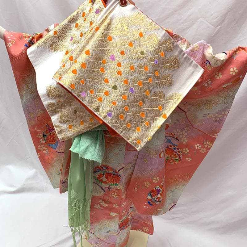 507ag59,帯揚げ帯締めしごき□七五三 小柄な七歳 着物&袋帯