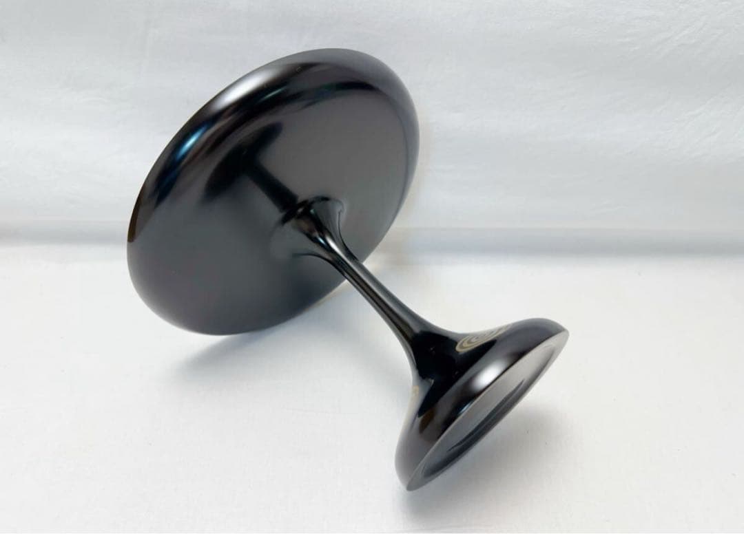 ほぼ未使用 茶道具 木製黒真塗 貴人高杯 渦蒔絵 淡々斎好写 干菓子器 茶器元箱