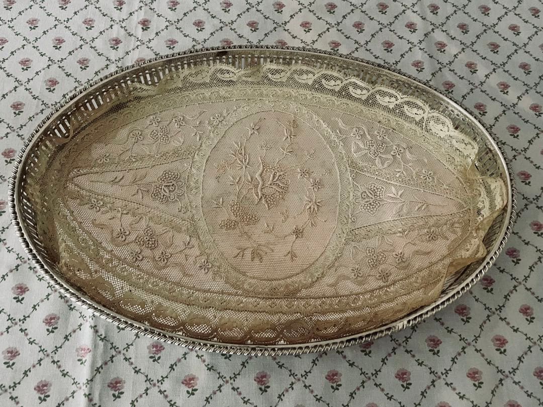 純銀シルバーティーセット　リボン薔薇ローズガーランド