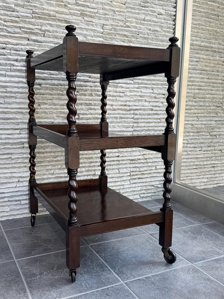 売約済み　英国　アンティーク トローリー メンテナンス済み　オーク材 ワゴン