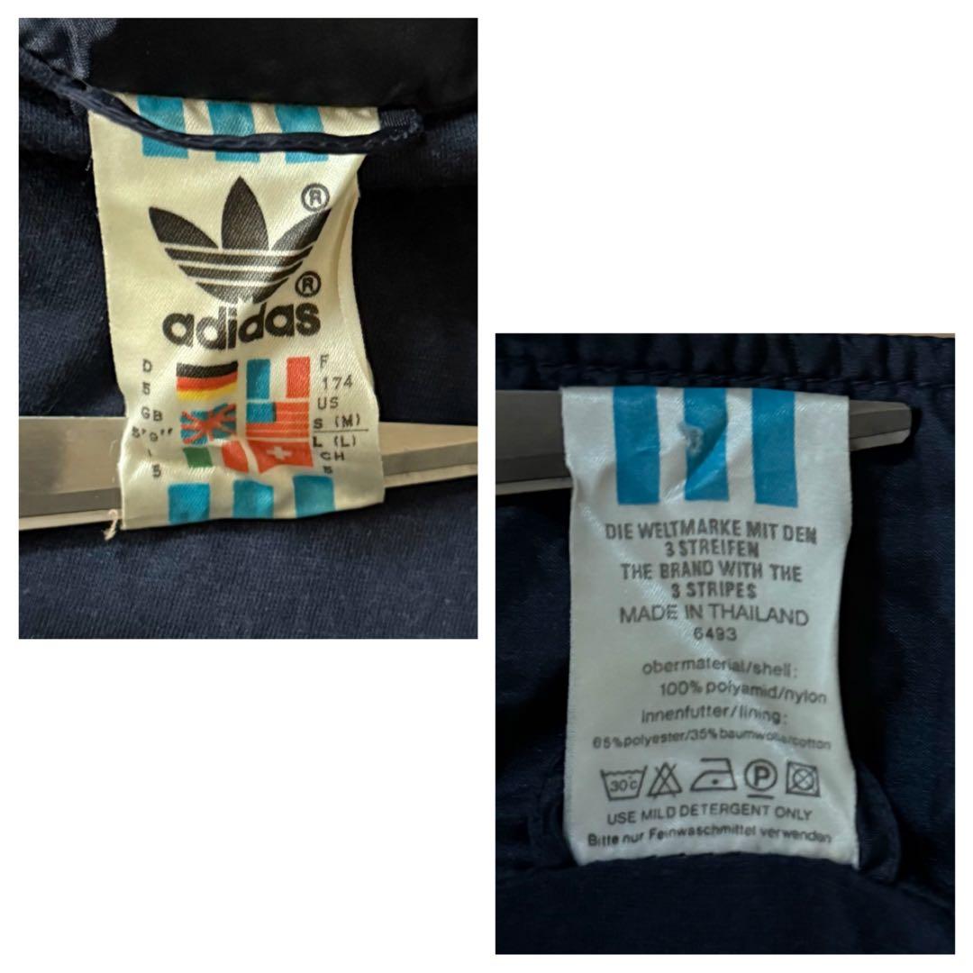 希少80s adidasナイロンジャケットトレフォイル刺繍ロゴレトロY2K古着M