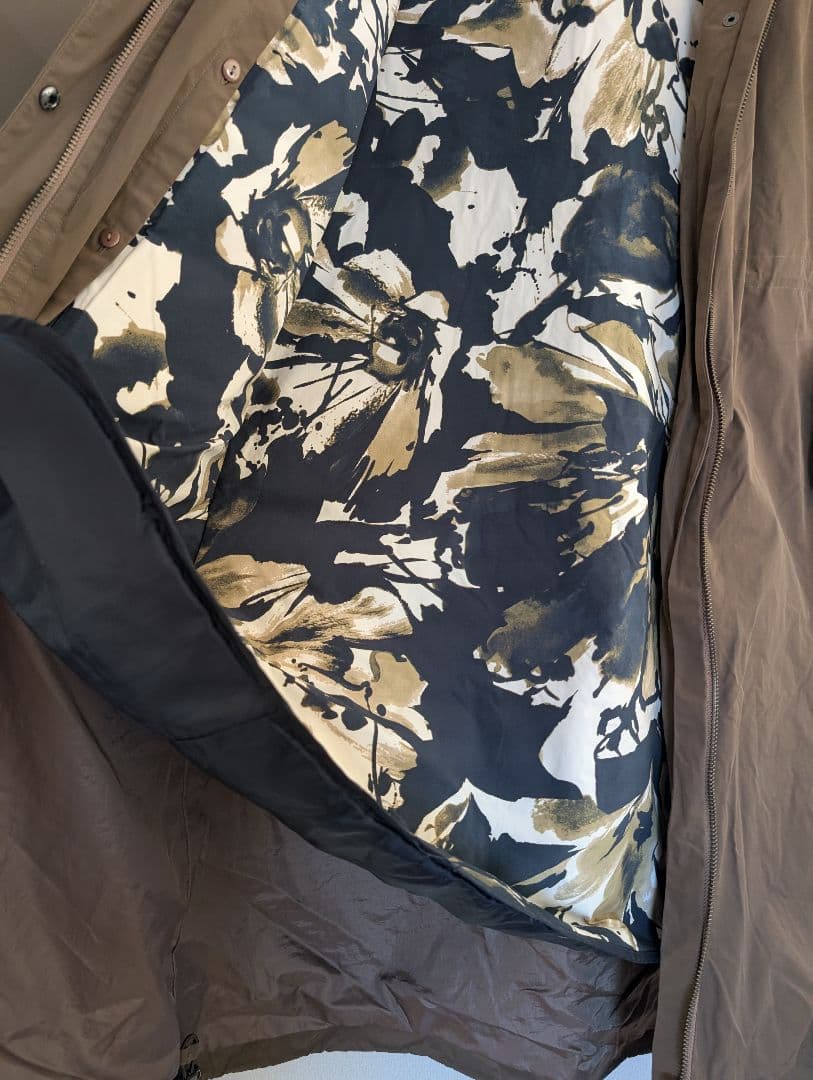 ブラウン フラワープリント ロングコート