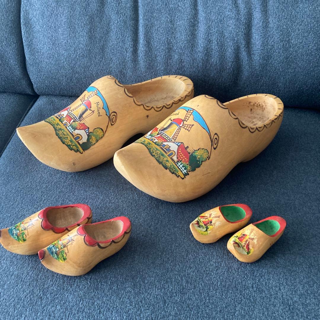 オランダ　大きな木靴1点と小さな木靴2点　インテリア