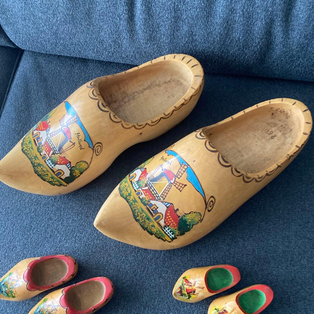 オランダ　大きな木靴1点と小さな木靴2点　インテリア