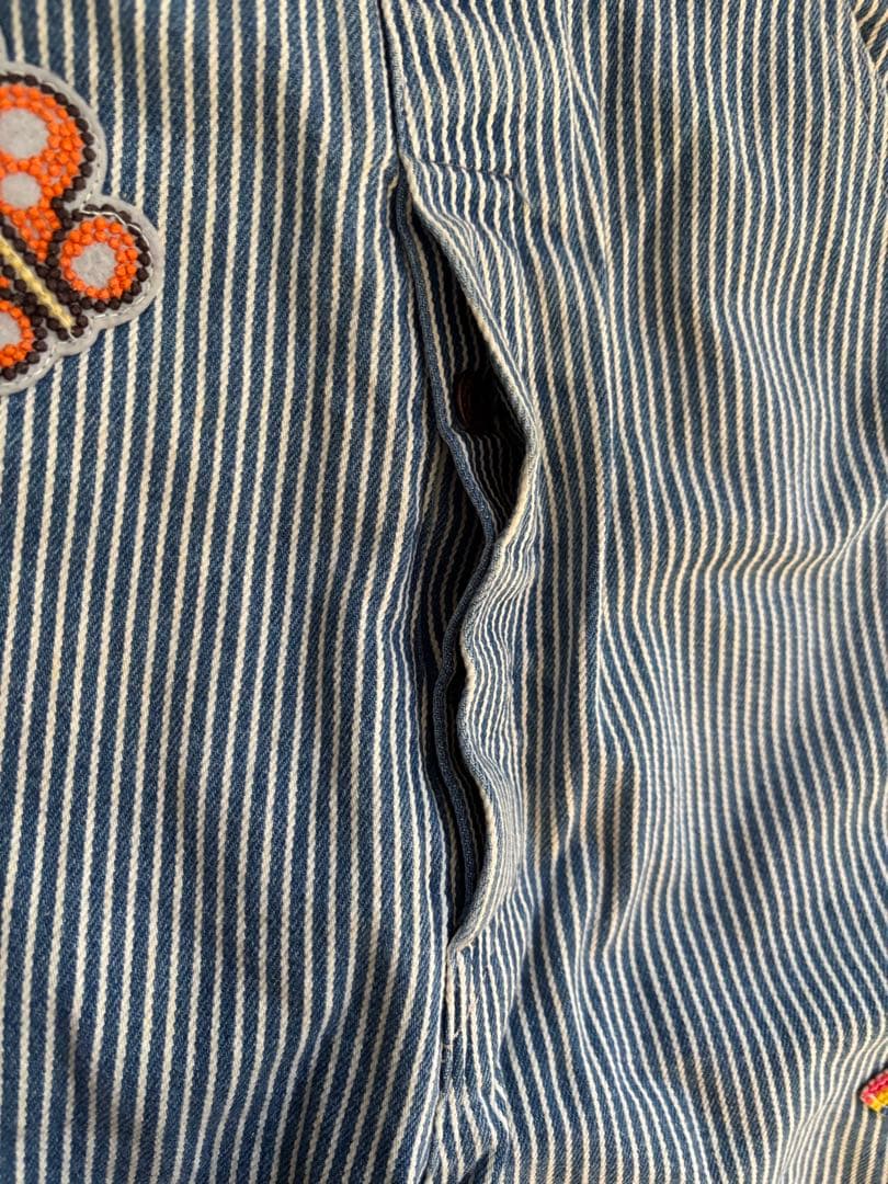 ビンテージヒステリックグラマーヒッコリーオーバーオール刺繍ワッペンストライプ