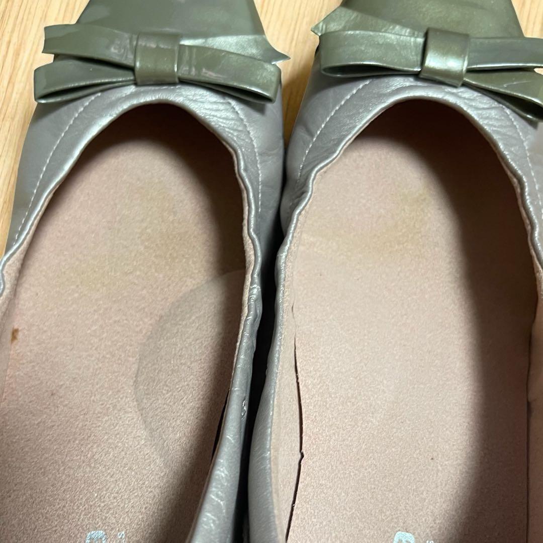 美品 pedaia アシックス エナメル レザー バレエシューズ 23.5