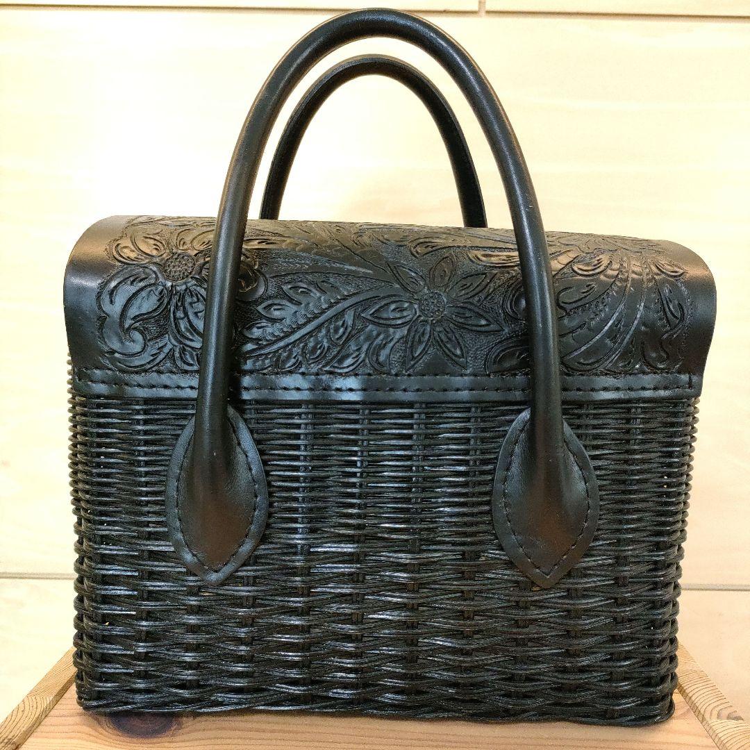 GRACE CONTINENTAL カービングトライブス　カゴバッグ 黒