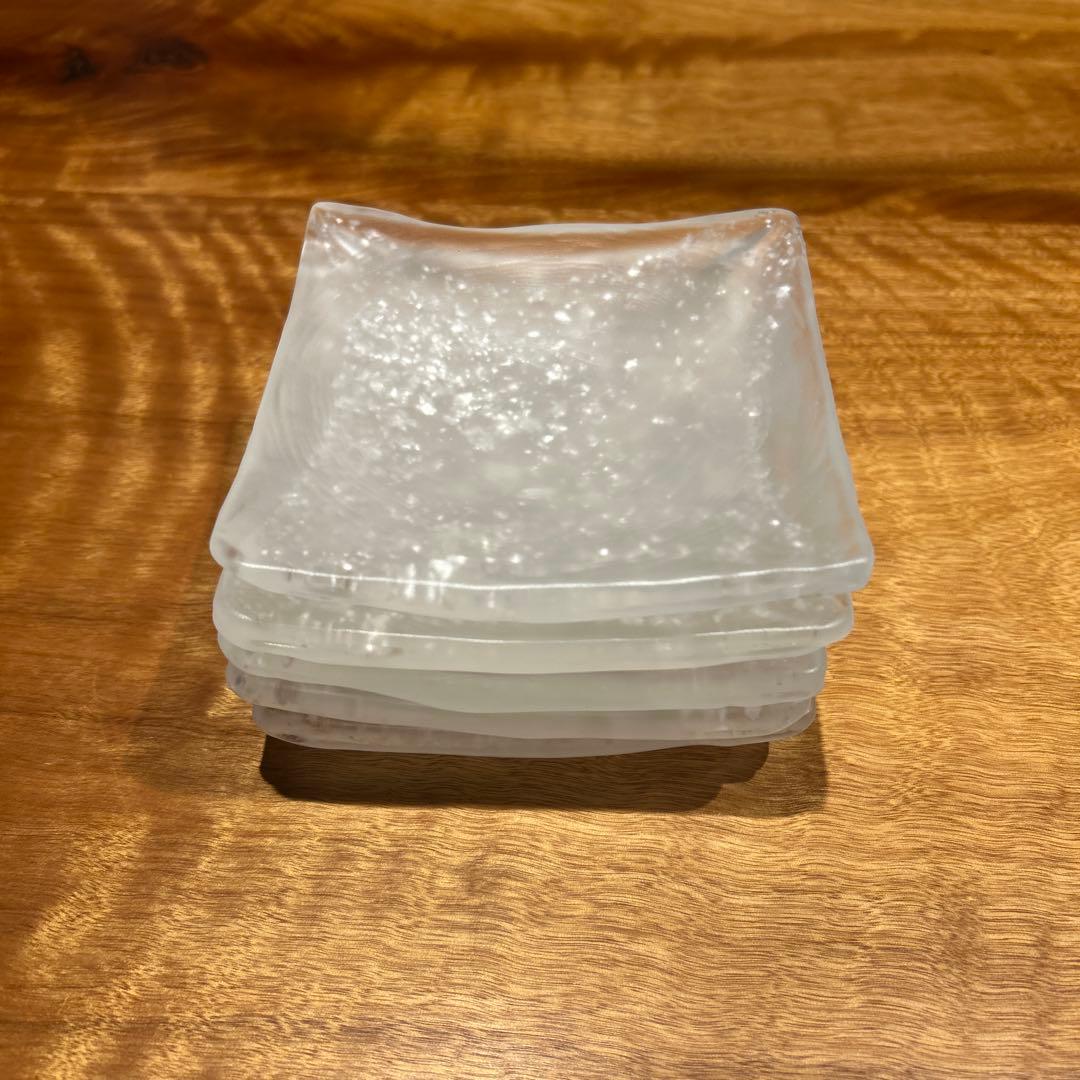 藤田喬平　手吹きガラス　四方皿　5枚セット