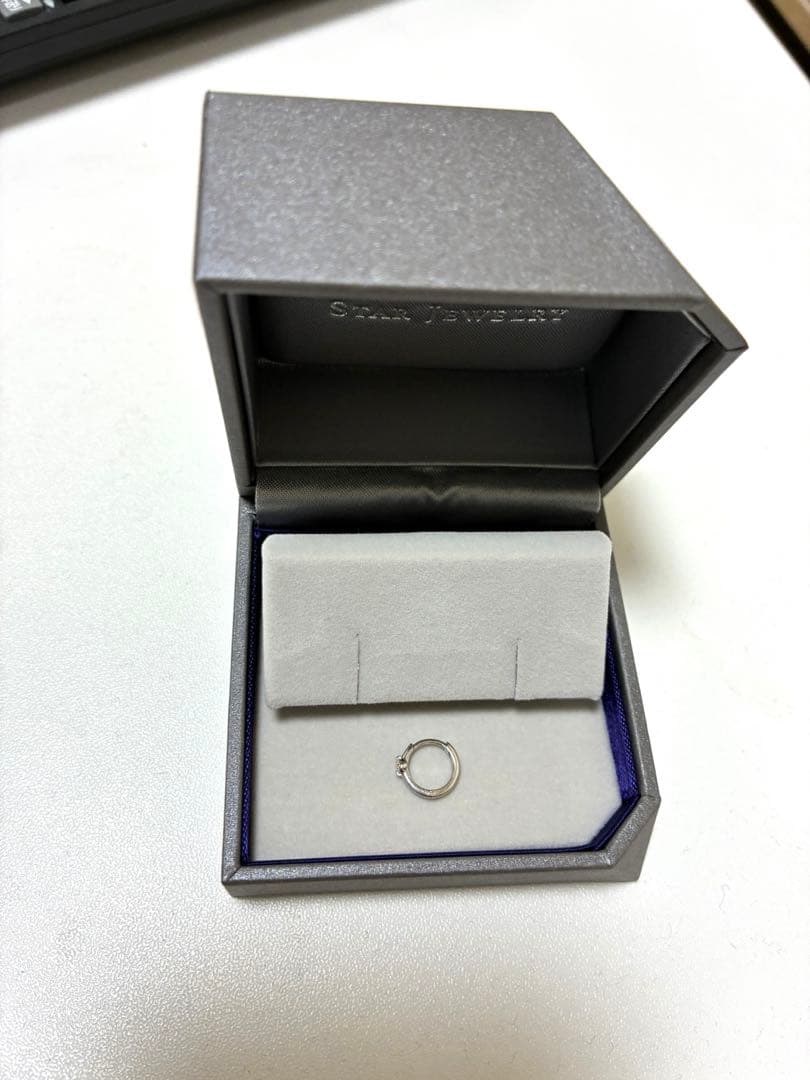 STAR JEWELRY クリックフープピアスK10ホワイトゴールド(片耳用)