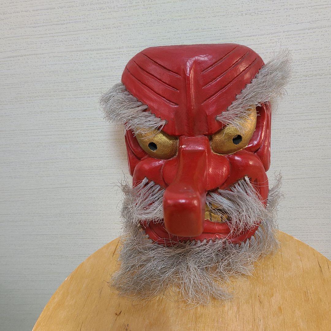 天狗面　木彫　お面　神楽　天狗