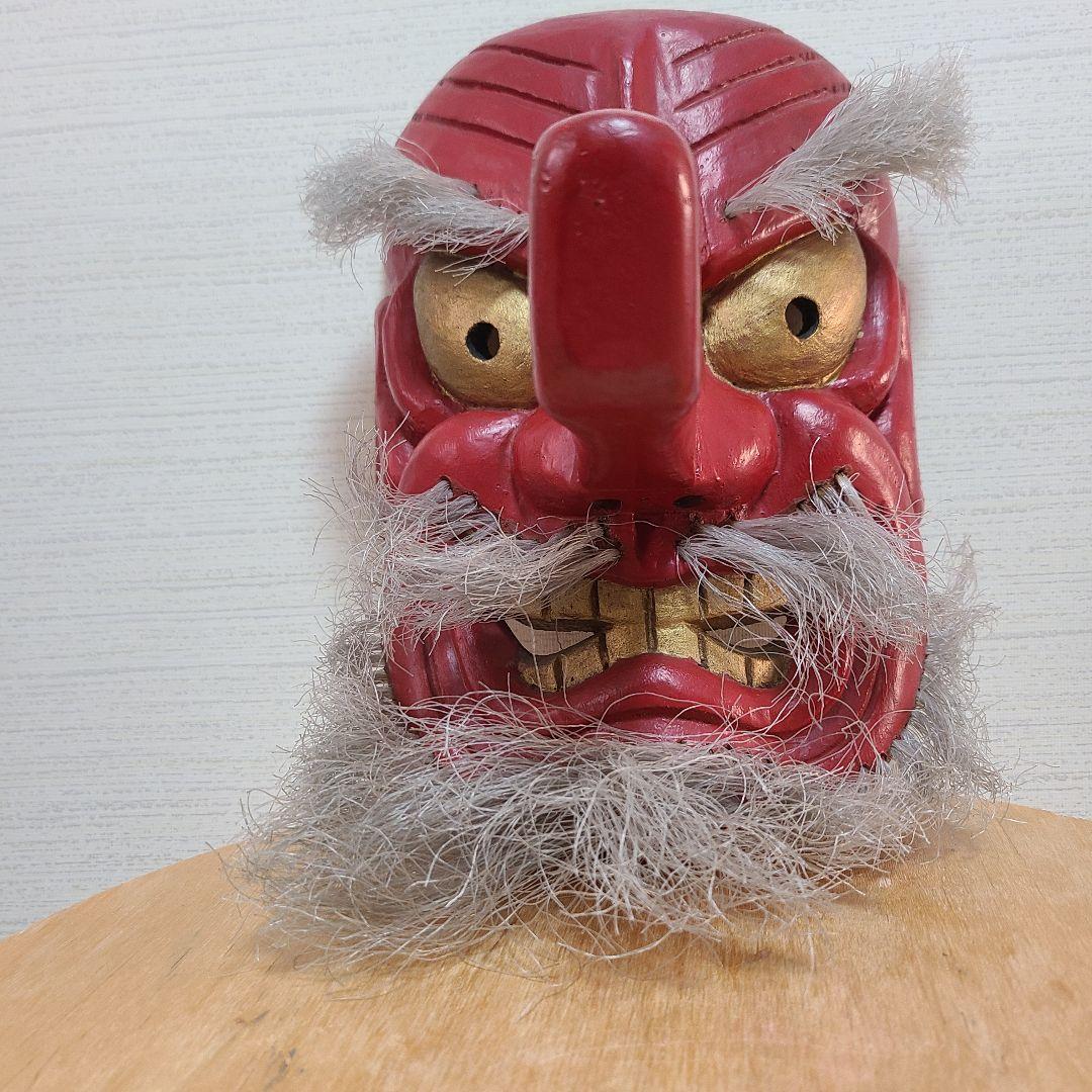 天狗面　木彫　お面　神楽　天狗