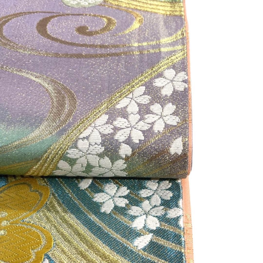 振袖帯　袋帯　桜　流水　観世水　鹿の子　煌びやか　着物　021a d