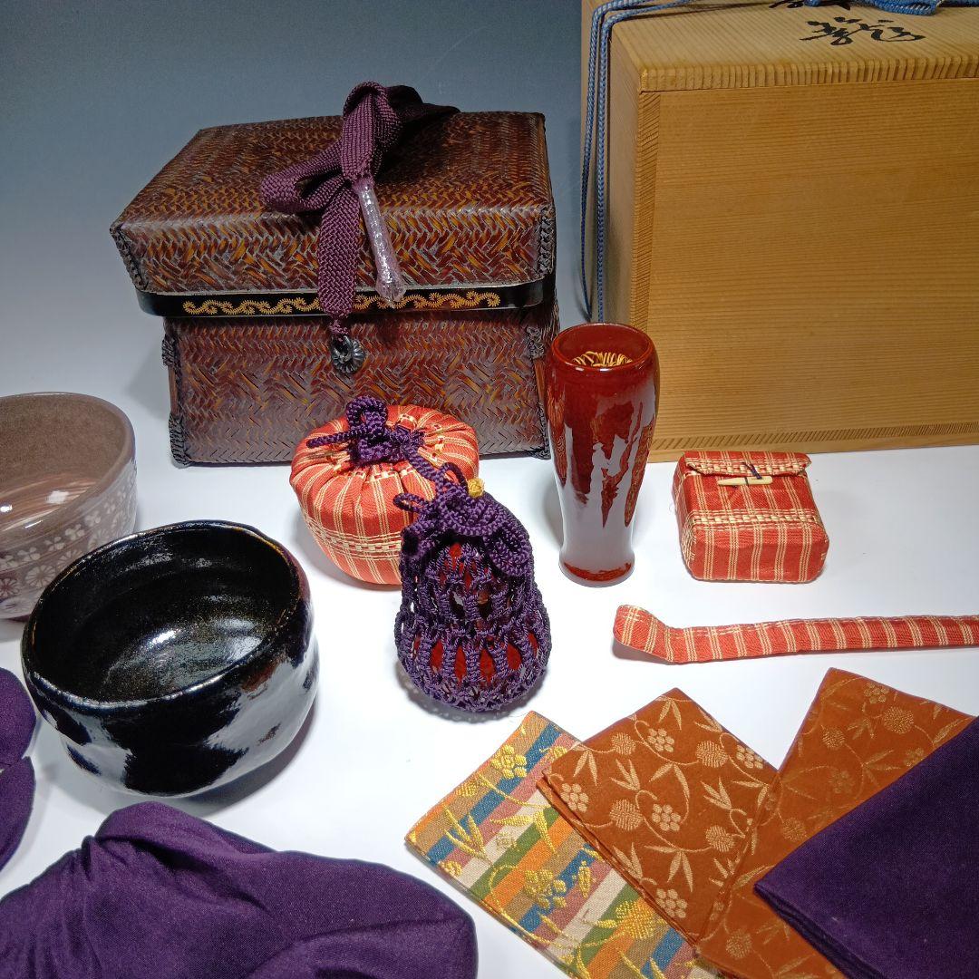 値下げ茶道具　(竹秀斎)御所籠一式　共箱　 美品