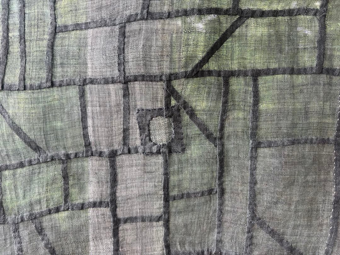 希少　ポジャギ 　ヴィンテージ　モシ　麻　韓国　工芸　黒　李朝　繕いあり