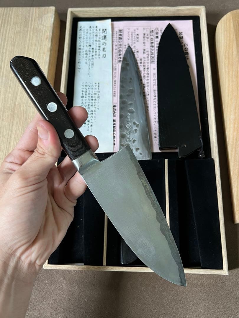 出刃包丁藤原照康ー杉本ー鍔屋-3本セット木鞘付き