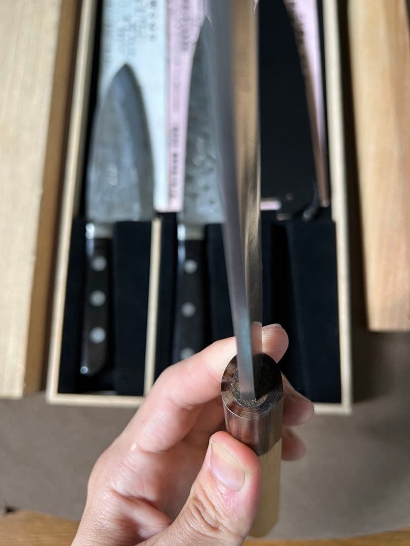 出刃包丁藤原照康ー杉本ー鍔屋-3本セット木鞘付き