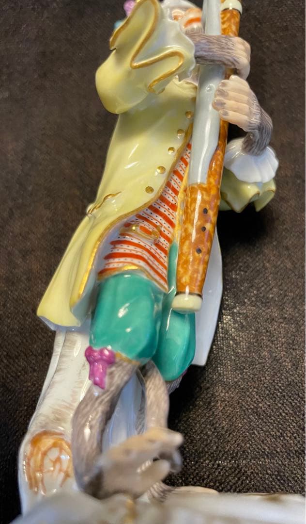 【美品】マイセン 猿の楽団 ファゴット イエロージャケットフィギュリン 1級品