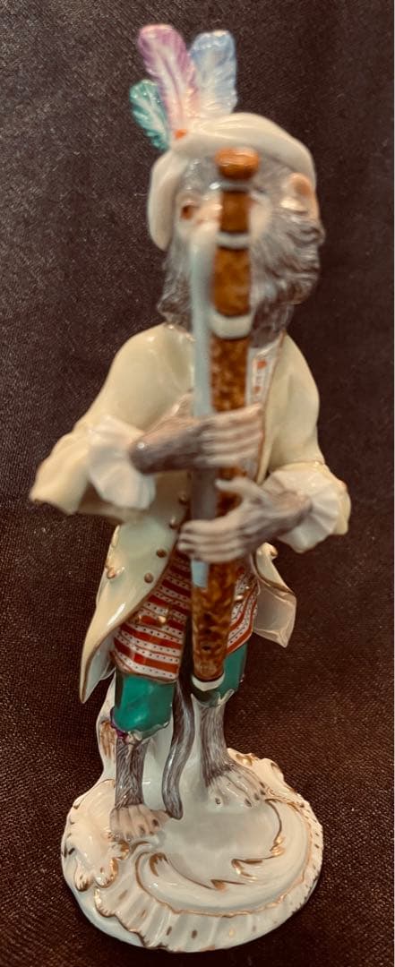 【美品】マイセン 猿の楽団 ファゴット イエロージャケットフィギュリン 1級品