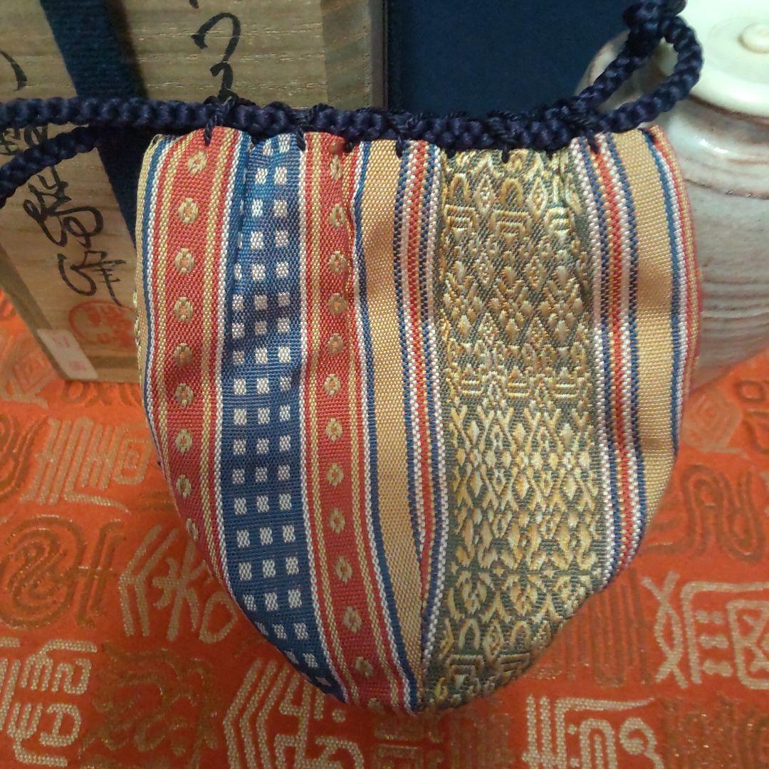 お値下げ。茶道具 萩焼大野瑞峰作　肩付茶入　新宮内間道仕服　共箱入