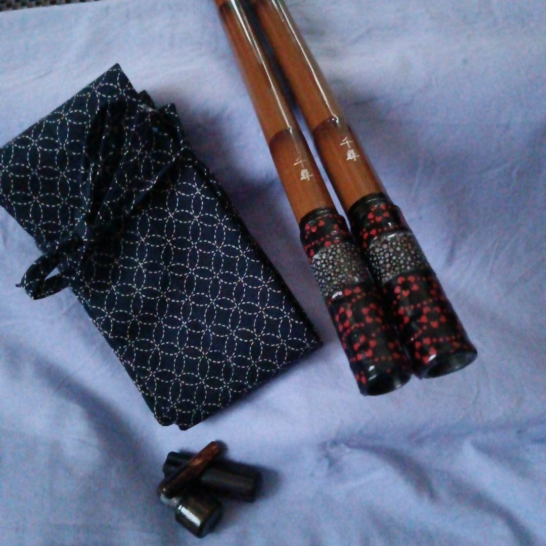 かちどき千尋別作小仕舞二本物カスタム鮫皮へら竿・へら鮒・ヘラブナ・竿掛け