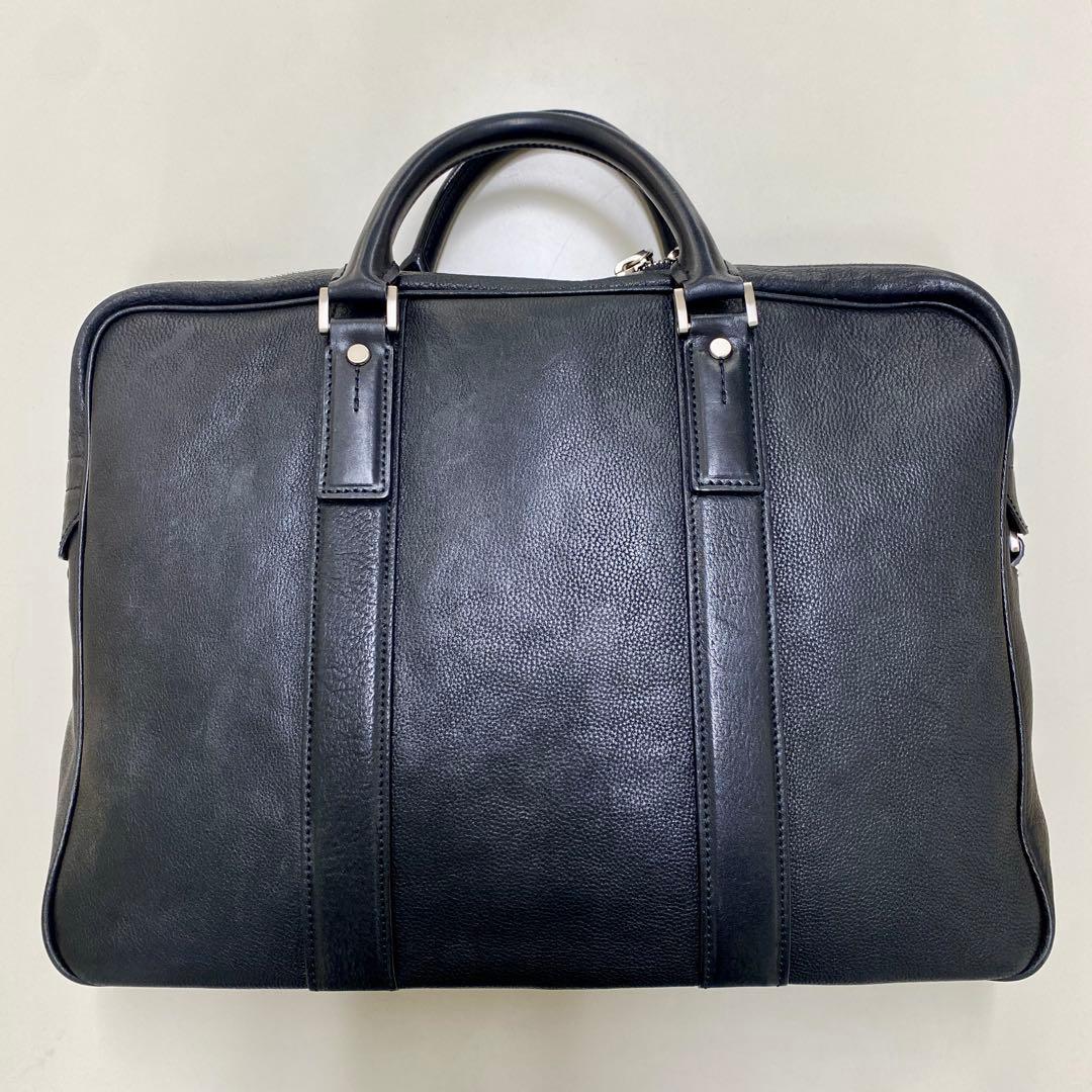 定12万土屋鞄ブレントレザー革ブリーフビジネスバッグ黒ブラック美品Berluti