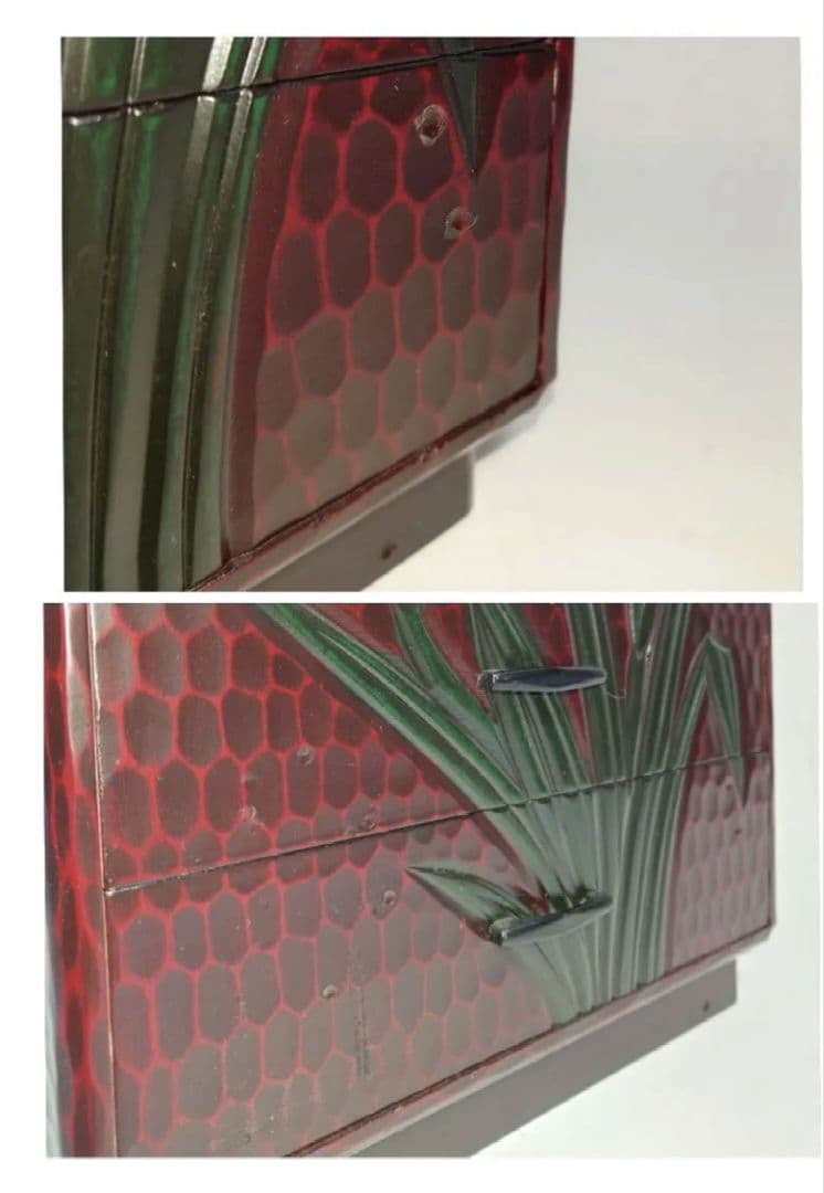 木製 鎌倉彫 2段3段5段 引出し 小物入れ 昭和レトロ 竹 あやめ菖蒲ケース箱