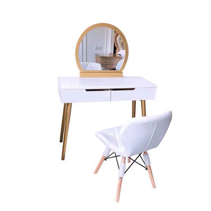 即日発送　ゴールド北欧風ins話題オシャレドレッサー　コスメデスクスツールセット