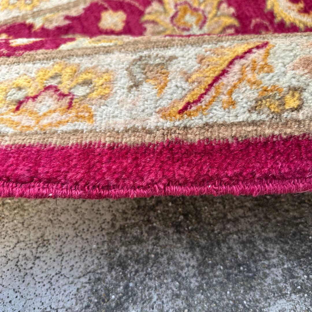 123x76cmペルシャ絨毯可愛い色合い玄関マット手織り絨毯