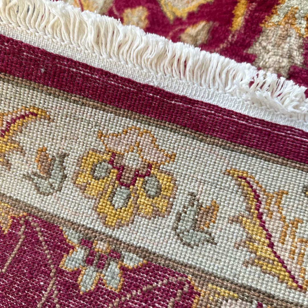 123x76cmペルシャ絨毯可愛い色合い玄関マット手織り絨毯