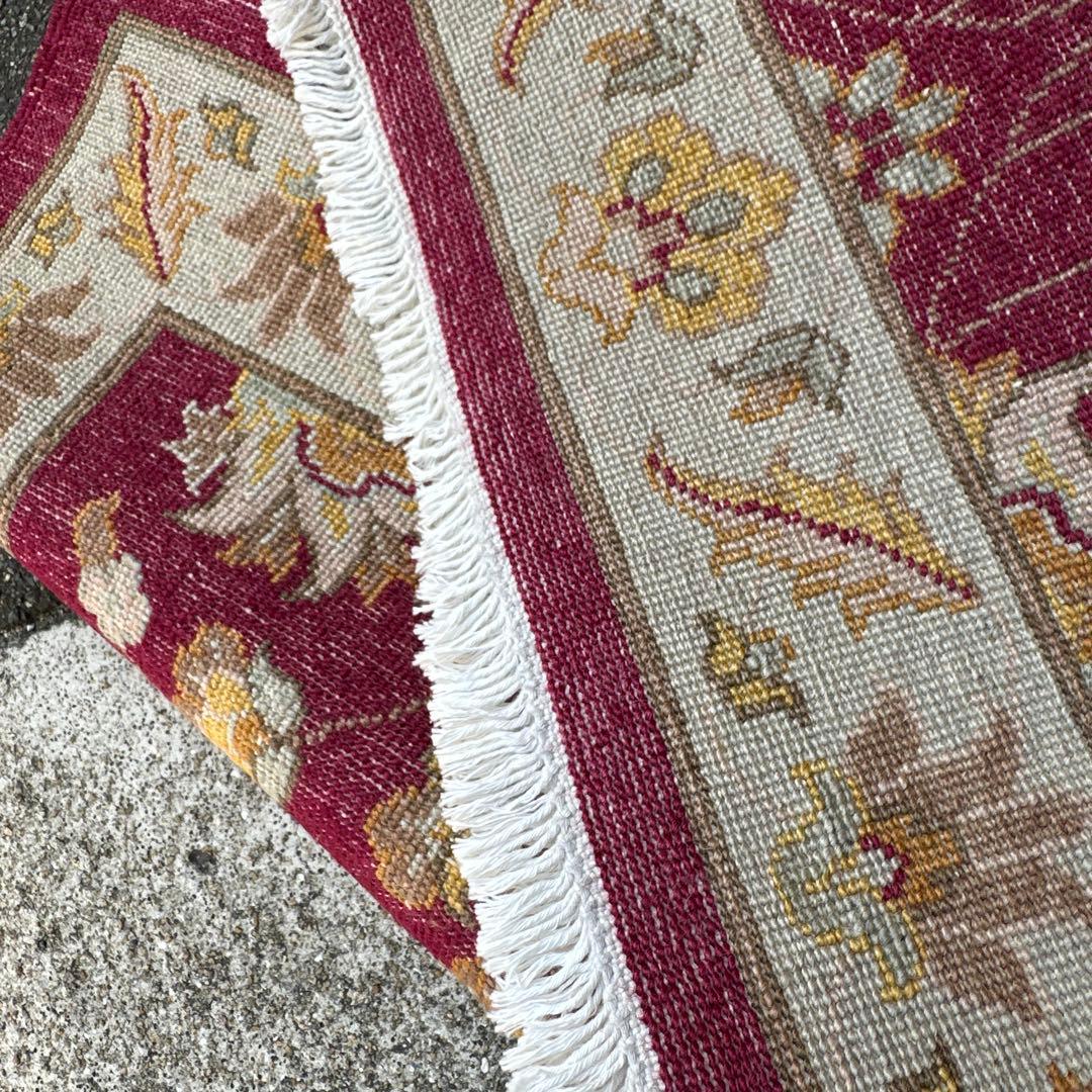 123x76cmペルシャ絨毯可愛い色合い玄関マット手織り絨毯