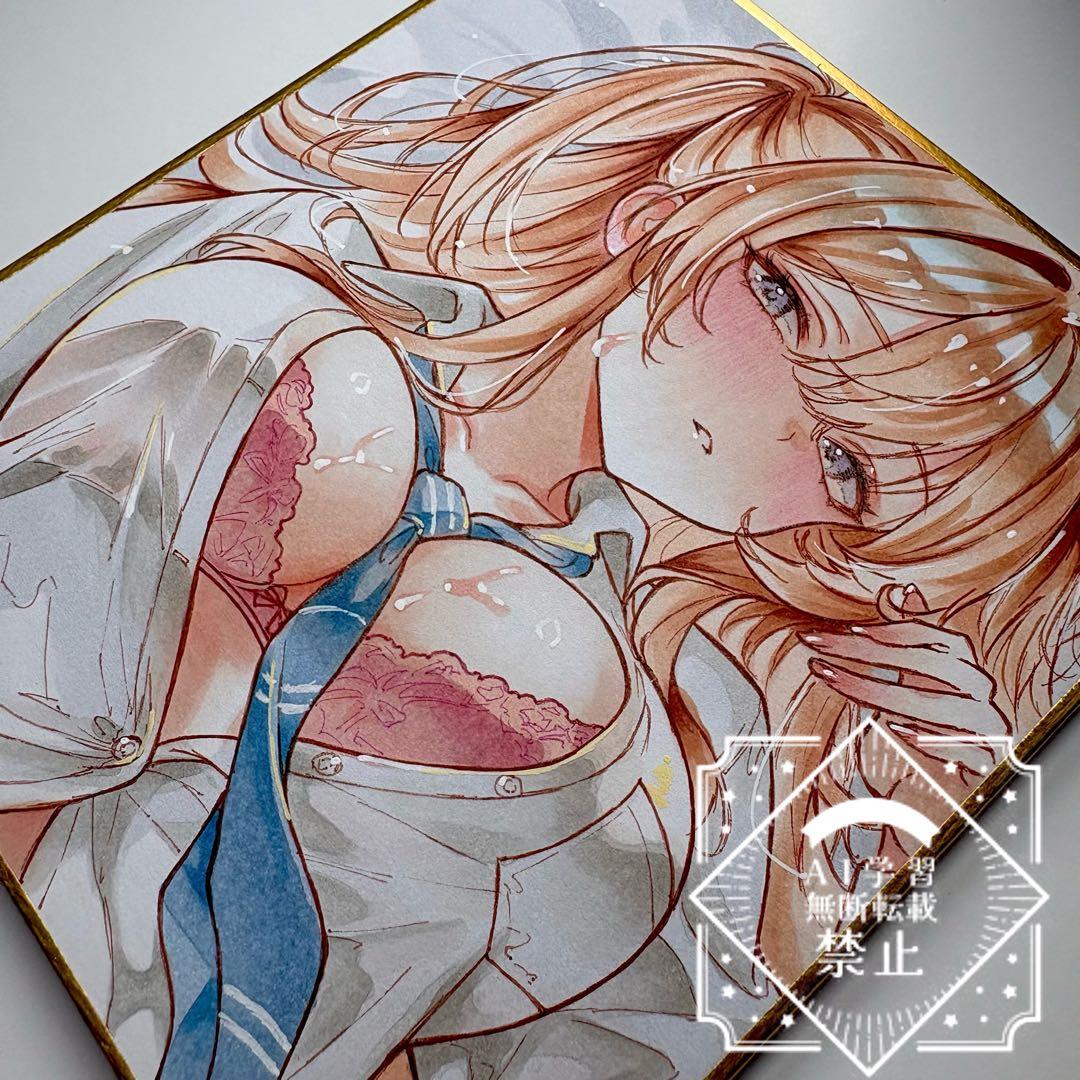 m*可様 一点物 オリジナル 色紙 手描きイラスト アナログ 女の子 創作 原画