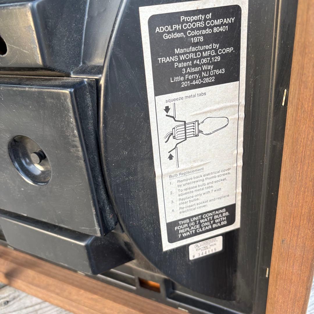 Coorsクアーズ ライトビール 木製枠パブミラー 照明付きミラーサイン 看板